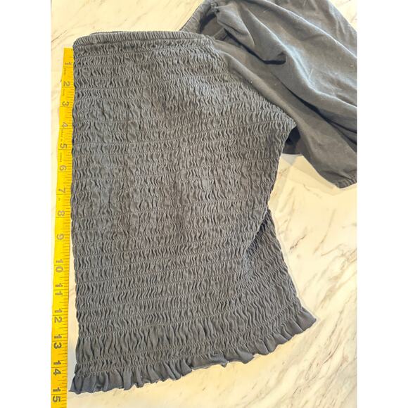 J.Crew Womens Smocked Broken-in Jersey Cropped Top Black SIZE XL - Picture 6 of 7